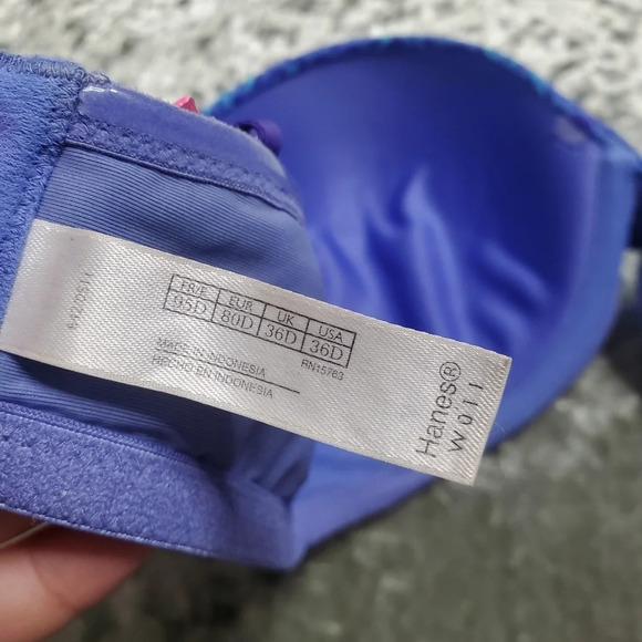 Hanes Purple/Blue Leopard Print Bra - Picture 3 of 5